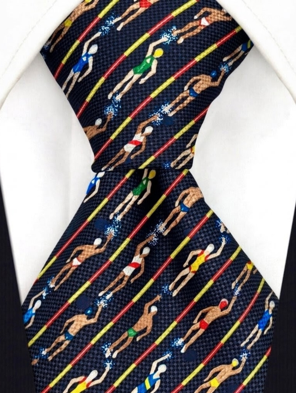 Alynn Swimmers Relay Silk Necktie Eric Holch Blue Red Olympics Pool Swimming USA